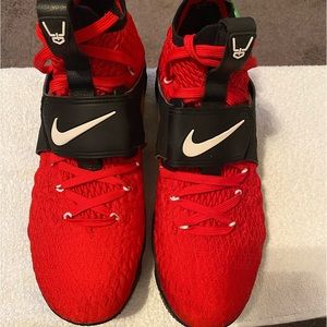 Nike LeBron 15 Red Diamond Turf, Size 11.5. Preowned. Red White and Black.